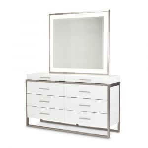 AICO by Michael Amini - Marquee Dresser with Mirror - Cloud White - KI-MRQE050-260-108