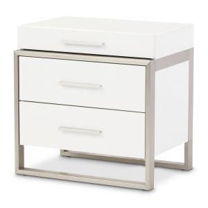 AICO by Michael Amini - Marquee Nightstand with LED Lights - Cloud White - KI-MRQE040-108