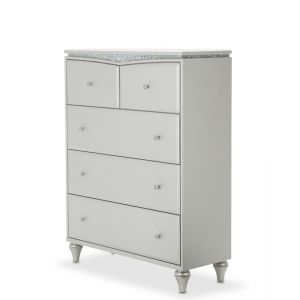 AICO by Michael Amini - Melrose Plaza Upholstered 5 Drawer Chest in Dove - 9019070-118