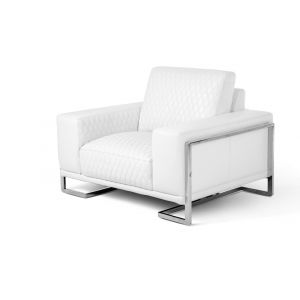 AICO by Michael Amini - Mia Bella Gianna Chair and a Half - White/Steel - MB-GIANN38-WHT-13