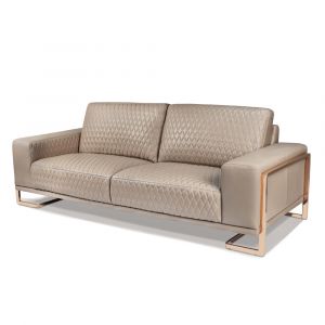 AICO by Michael Amini - Mia Bella Gianna Leather Standard Sofa in Light Coffee - MB-GIANN15-PCH-801