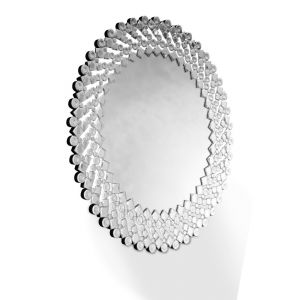 AICO by Michael Amini - Montreal - Round Facet Silver Mirror - FS-MNTRL-8017