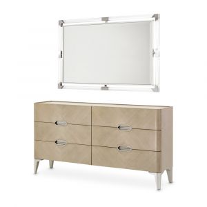 Aico by Michael Amini - Penthouse Dresser with Mirror - Ash Gray - N9033050-260-130