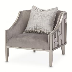 Aico by Michael Amini - Roxbury Park Velvet Accent Chair - Gray Pearl/Stainless Steel - N9006834-GRPRL-13