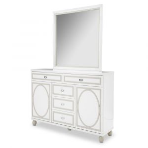 AICO by Michael Amini - Sky Tower Dresser and Mirror in Cloud White - 9025650-60-108