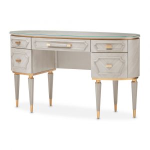 AICO - St. Charles Vanity Desk with Glass Top - Dove Gray - 9088058-158-803