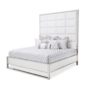 AICO by Michael Amini - State St. - Eastern King Metal Panel Tufted Bed - Glossy White - N9016000EK3PT-116