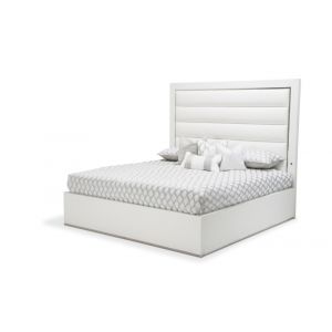 AICO by Michael Amini - State St. - Eastern King Upholstered Panel Bed - Glossy White - N9016000EKP-116
