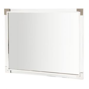 AICO by Michael Amini - State St. Metal Wall Mirror in Glossy White - N9016260-116