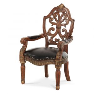 AICO by Michael Amini - Villa Valencia Pull-up Desk Arm Chair in Classic Chestnut - 72044-55