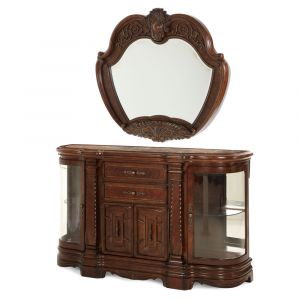 AICO by Michael Amini - Windsor Court Sideboard and Mirror in Vintage Fruitwood
