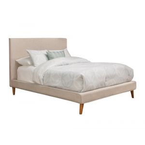 Alpine Furniture - Britney Queen Upholstered Platform Bed, Light Grey Linen - 1096Q