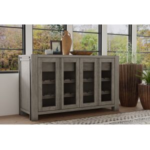 Alpine Furniture - Fallon Solid Pine Sideboard, Gray & Black - 3394-04