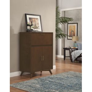Alpine Furniture - Flynn Large Bar Cabinet w/Drop Down Tray, Walnut - 966WAL-16