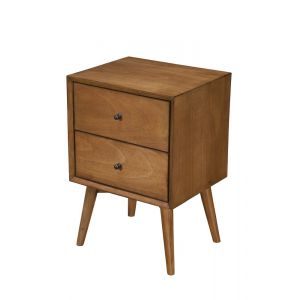Alpine Furniture - Flynn Mid Century Modern 2 Drawer Nightstand, Acorn - 966-02