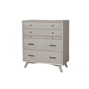 Alpine Furniture - Flynn Mid Century Modern 4 Drawer Multifunction Chest w/Pull Out Tray, Gray - 966G-05
