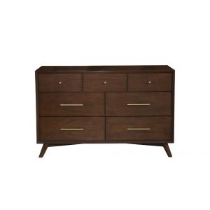 Alpine Furniture - Flynn Mid Century Modern 7 Drawer Dresser, Walnut - 966WAL-03