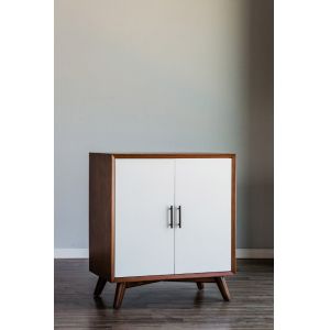 Alpine Furniture - Flynn Small Bar Cabinet, Acorn/White - 999-17