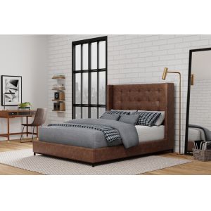 Alpine Furniture - Mundo Upholstered California King Platform Bed, Brown - 1196CK