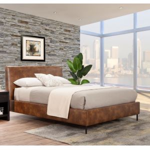 Alpine Furniture - Sophia Standard King Faux Leather Platform Bed, Brown - 6902EK-BRN