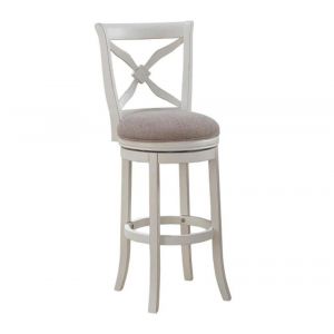 American Woodcrafters - Accera Stool w/ Back and Wood Frame - Distressed Antique White - B2-205-26F
