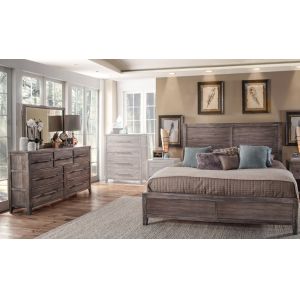 American Woodcrafters - Aurora 3 Pc Bedroom Set - Queen Panel Bed, Dresser, Mirror - Weathered Grey - 2800-QPNPN-3PC