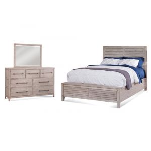 American Woodcrafters - Aurora 3 Pc Bedroom Set - Queen Panel Bed, Dresser, Mirror - Whitewash - 2810-QPNPN-3PC