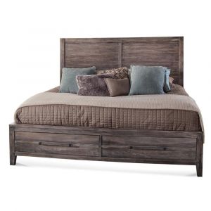 American Woodcrafters - Aurora King Complete Panel Bed w/ Storage Footboard - Weathered Grey - 2800-66PNST