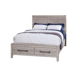 American Woodcrafters - Aurora King Complete Panel Bed w/ Storage Footboard - Whitewash - 2810-66PNST