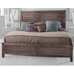 American Woodcrafters - Aurora King Panel Bed - With Panel Footboard - Weathered Grey - 2800-66PAN