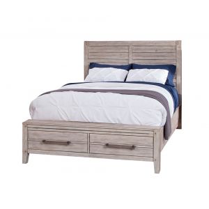 American Woodcrafters - Aurora King Panel Bed - With Storage Footboard - Whitewash - 2810-66PSB