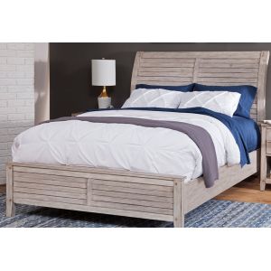 American Woodcrafters - Aurora King Sleigh Bed - With Panel Footboard - Whitewash - 2810-66SLP