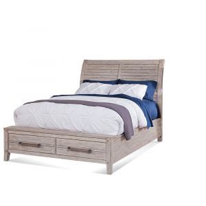 American Woodcrafters - Aurora King Sleigh Bed - With Storage Footboard - Whitewash - 2810-66SLES