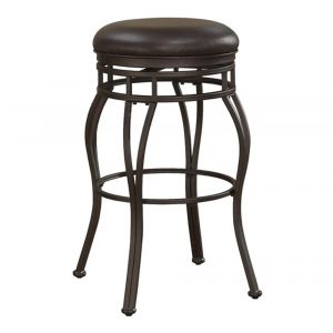 American Woodcrafters - Backless Stool w/ Metal Frame - Bonded Leather Seat in Russet Brown - B1-102-26L