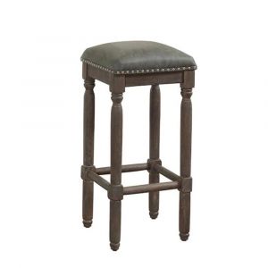 American Woodcrafters - Bronson Backless Stool w/ Wood Frame - Wire-brushed driftwood finish - B2-261-26L