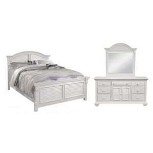 American Woodcrafters - Cottage Traditions 3 Pc Bedroom Set - Queen Arched Bed, Triple Dresser, Mirror - 6510-QARPN-3PC-Small Way