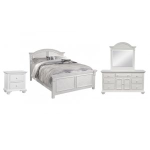 American Woodcrafters - Cottage Traditions 4 Pc Bedroom Set - Queen Arched Bed, Triple Dresser, Mirror, 2 Drawer Nightstand - 6510-QARPN-4PC-Small Way