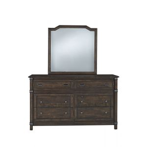 American Woodcrafters - Farmwood Double Dresser with Mirror - Whiskey Barrell - 6600-DDMR