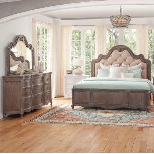 American Woodcrafters - Genoa 3 Pc Bedroom Set - Queen Bed, Dresser, Mirror - 1575-QTUPN-3PC