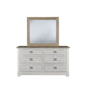 American Woodcrafters - Meadowbrook Double Dresser with Mirror - Whitewash - 2610-DDMR