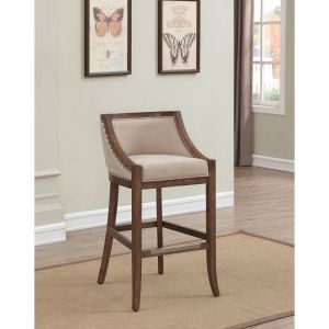 American Woodcrafters - Michelle Stool w/ Back and Wood Frame - Warm brown distressed finish - B2-256-26F