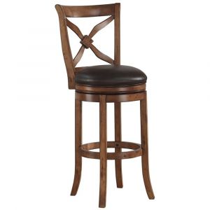 American Woodcrafters - Provence Stool w/Back and Wood Frame - Light Oak - B2-201-26L