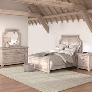 American Woodcrafters - Providence 4 Pc Panel Bedroom Set - Queen Bed, Dresser, Mirror, 3 Drawer Nightstand - 1910-QPNPN-4PC