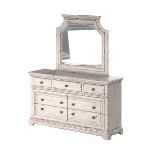 American Woodcrafters - Providence Dresser with Mirror - Antique White - 1910-DRLM