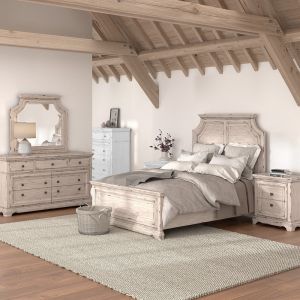 American Woodcrafters - Providence King Panel 4 Piece Bedroom Set - Antique White - 1910-KG4PC