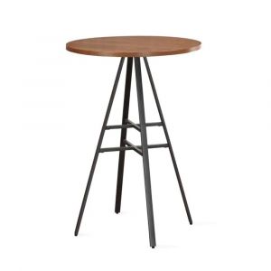 American Woodcrafters - Round Wood Top Pub Table w/ Metal Base - Slate Grey with Golden Oak Top - P1-101