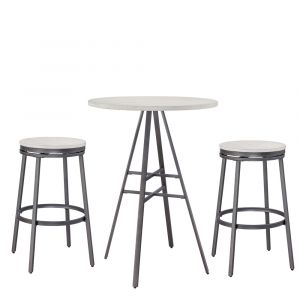 American Woodcrafters - Stockton 3 Piece Pub Table Set - with Backless Barstools - Slate Grey/Whitewashed - P1-131-B1-130-3PC