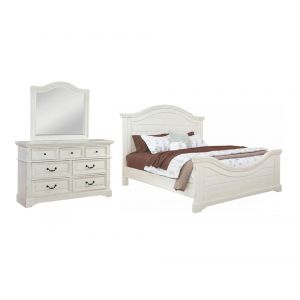 American Woodcrafters - Stonebrook 3 Pc Bedroom Set - Queen Bed, Dresser, Mirror - Distressed Antique White - 7810-QPNPN-3PCS