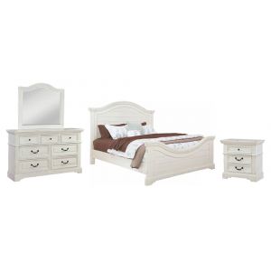 American Woodcrafters - Stonebrook 4 Pc Bedroom Set - Queen Bed, Dresser, Mirror, Nightstand - Distressed Antique White - 7810-QPNPN-4PCS