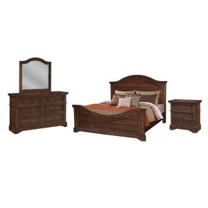 American Woodcrafters - Stonebrook 4 Pc Bedroom Set - Queen Bed, Dresser, Mirror, Nightstand - Tobacco Finish - 7800-QPNPN-4PC